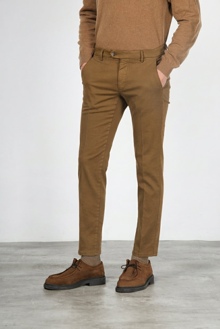 Torino Flex pantalone chino uomo in raso slim fit ①