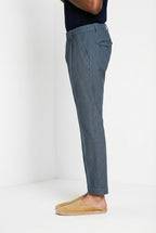 Torino 1 Pinces Flex pantalone chino uomo in occhio di pernice di cotone Prestige slim fit