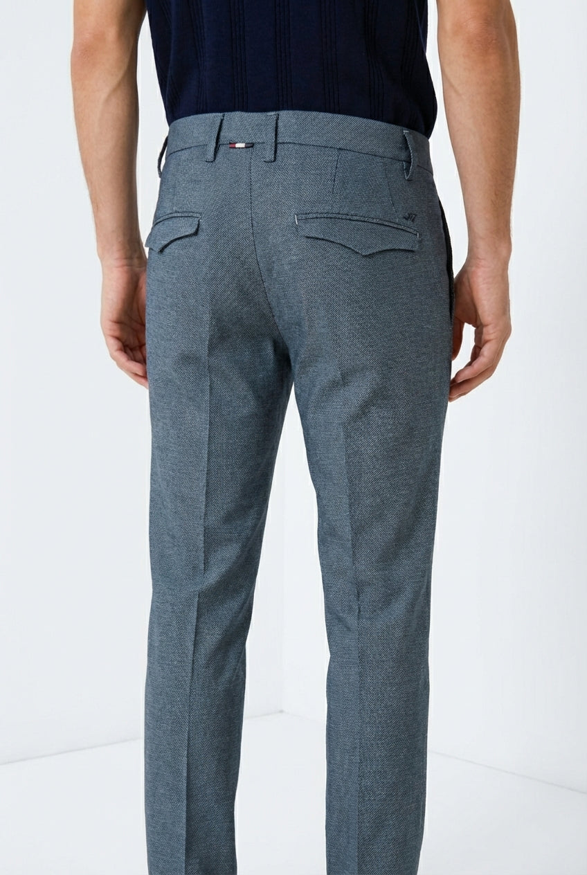 Torino 1 Pinces Flex pantalone chino uomo in occhio di pernice di cotone Prestige slim fit