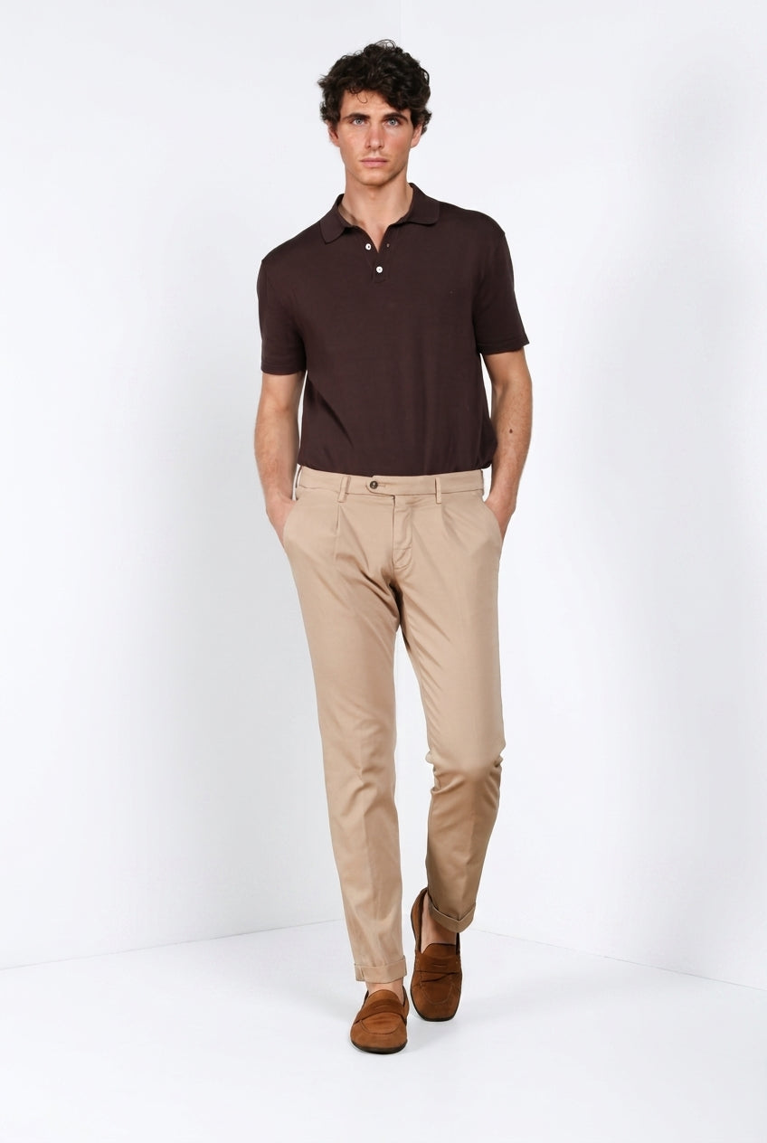 Torino 1 Pinces Flex Hose Chino Mann aus Super Stretch Gabardine slim fit