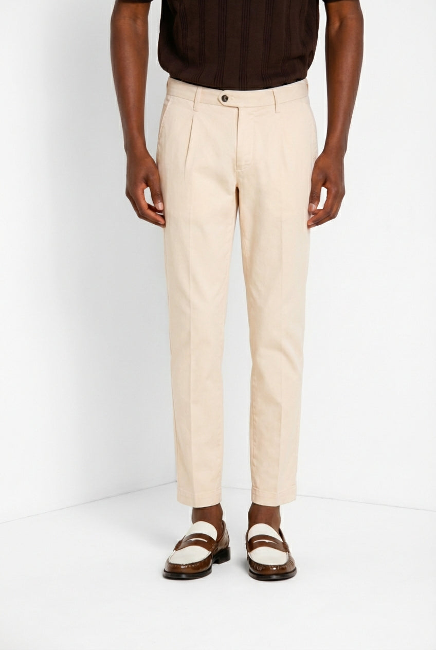 Torino 1 Pinces Flex pantalone chino uomo in gabardina super stretch slim fit