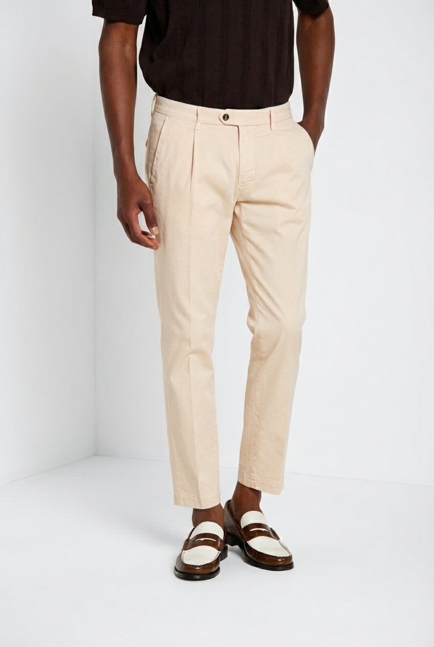 Torino 1 Pinces Flex pantalone chino uomo in gabardina super stretch slim fit
