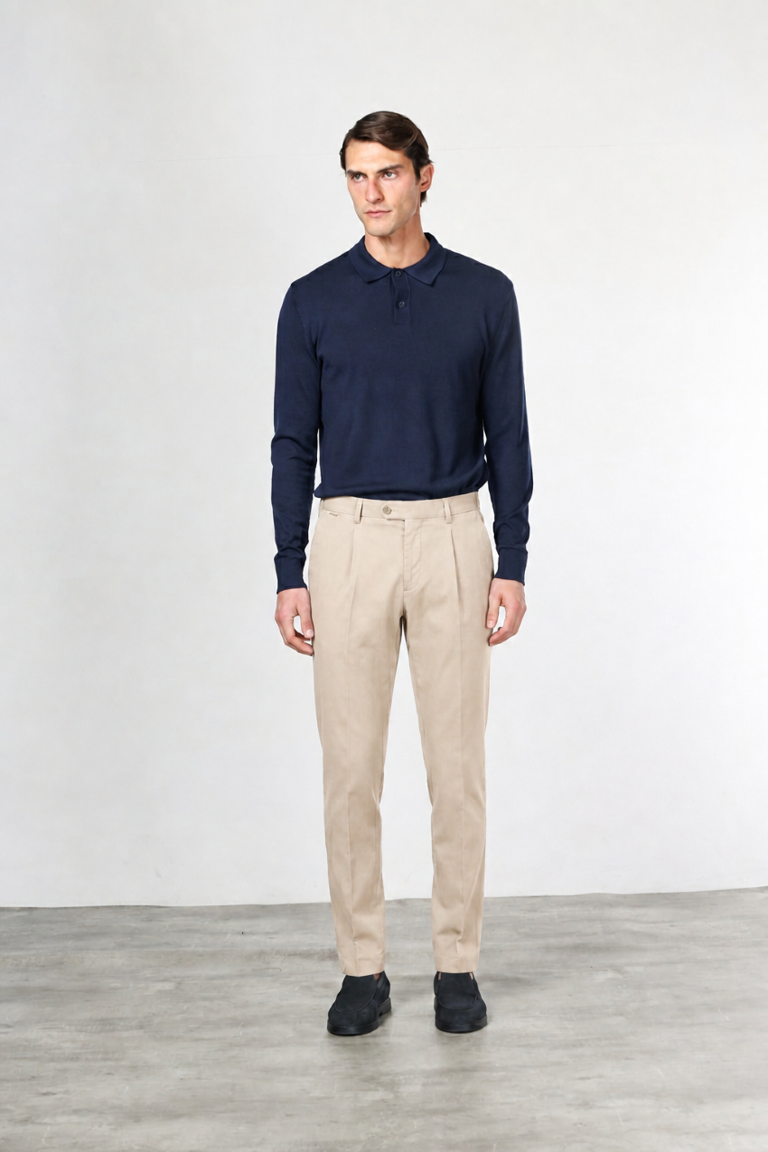 Torino 1 Pinces Flex Chinohose für Herren aus Baumwoll- und Cashmere-Twill mit slim fit