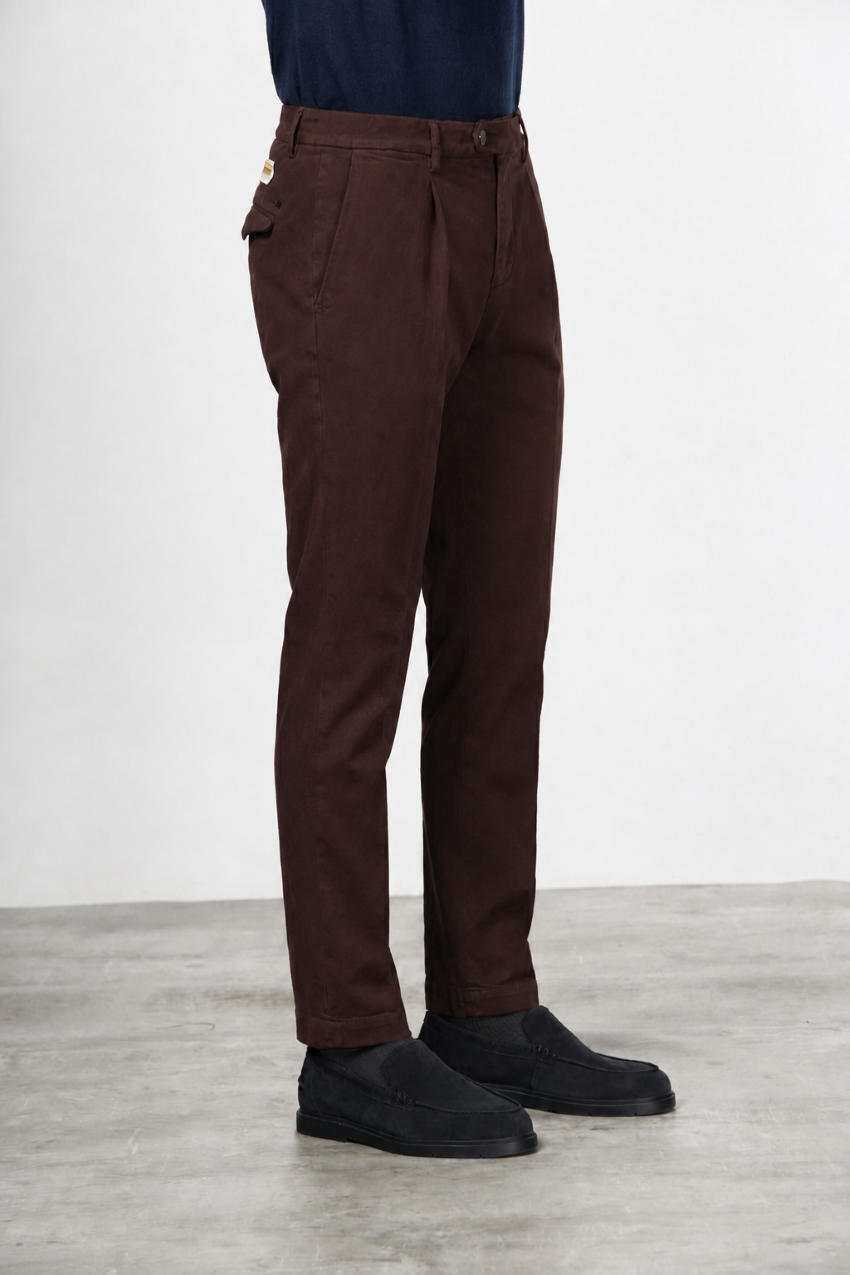 Torino 1 Pinces Flex Chinohose für Herren aus Baumwoll- und Cashmere-Twill mit slim fit