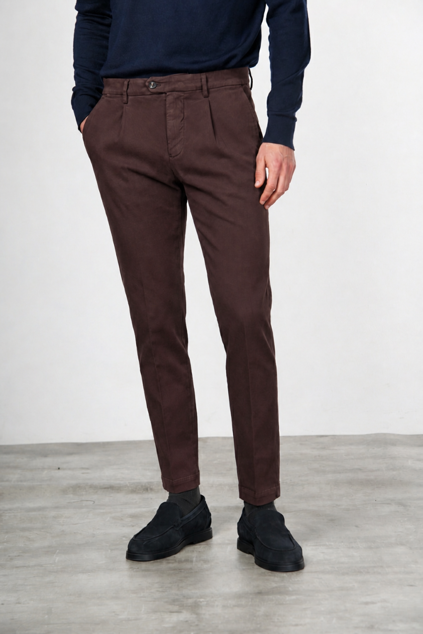 Torino 1 Pinces Flex Chinohose für Herren aus Baumwoll- und Cashmere-Twill mit slim fit