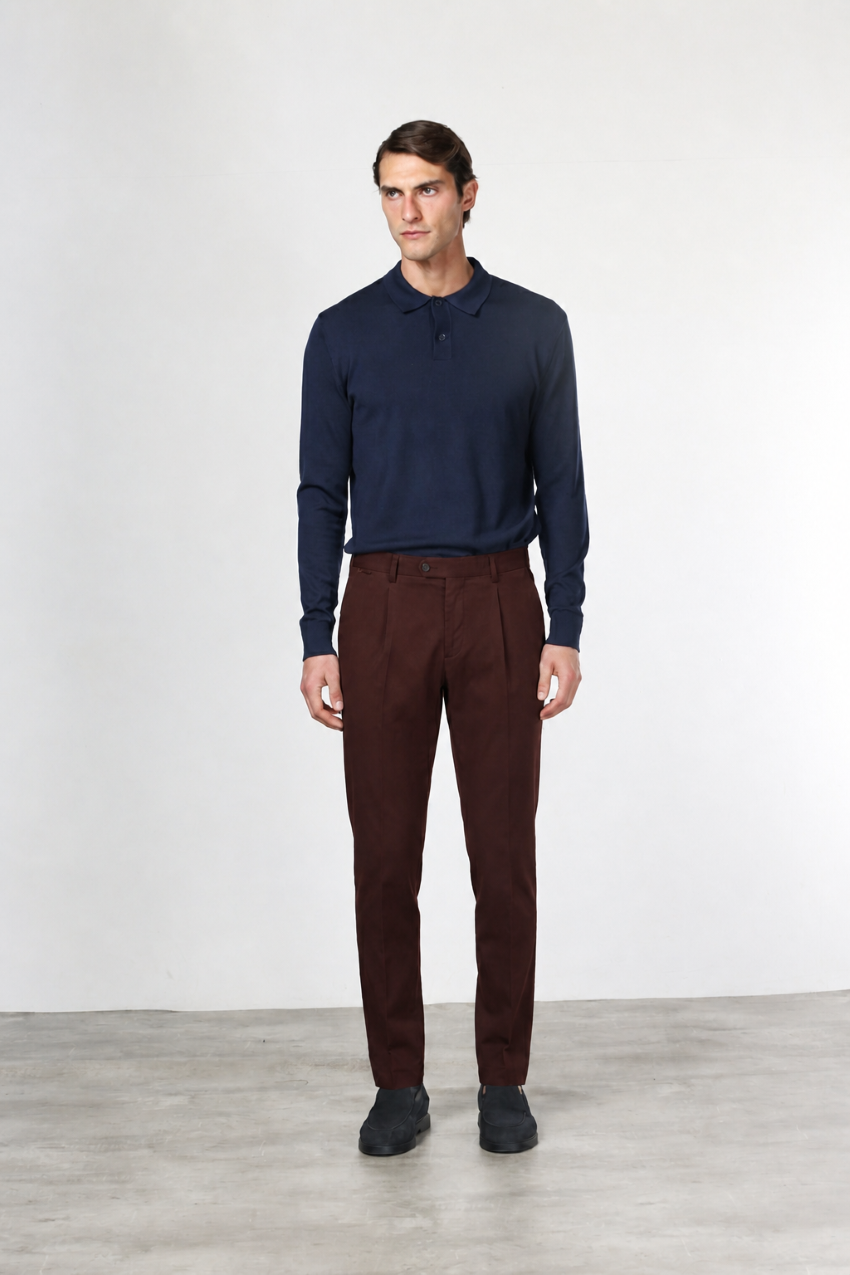 Torino 1 Pinces Flex Chinohose für Herren aus Baumwoll- und Cashmere-Twill mit slim fit