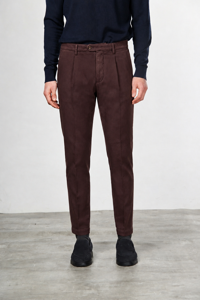 Torino 1 Pinces Flex Chinohose für Herren aus Baumwoll- und Cashmere-Twill mit slim fit