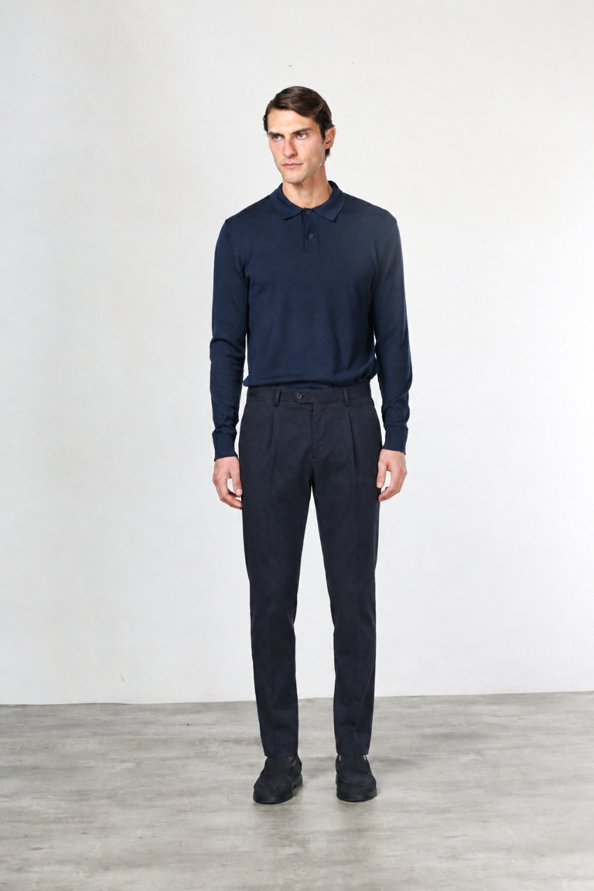 Torino 1 Pinces Flex Chinohose für Herren aus Baumwoll- und Cashmere-Twill mit slim fit