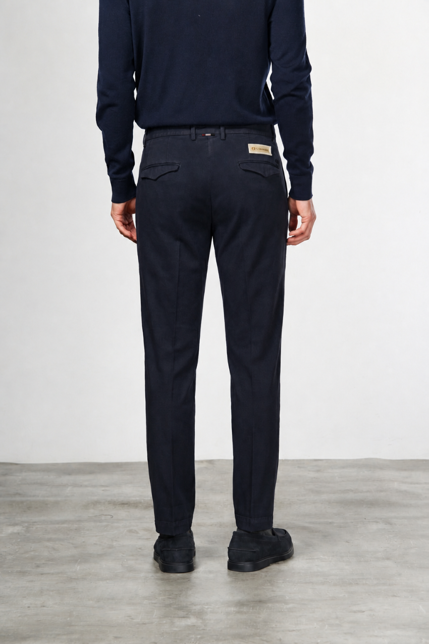 Torino 1 Pinces Flex Chinohose für Herren aus Baumwoll- und Cashmere-Twill mit slim fit