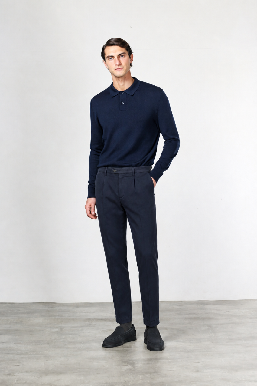 Torino 1 Pinces Flex Chinohose für Herren aus Baumwoll- und Cashmere-Twill mit slim fit