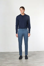 Torino 1 Pinces Flex pantalone chino uomo in twill di cotone e cashmere slim fit
