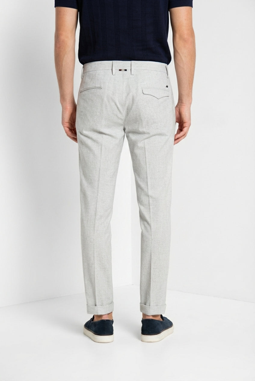 Torino City 1 Pinces Hose Chino Herren in Mikromuster Hahnentritt garngefärbt slim fit