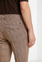 Torino City Hose Chino Herren Glencheck-Muster slim fit