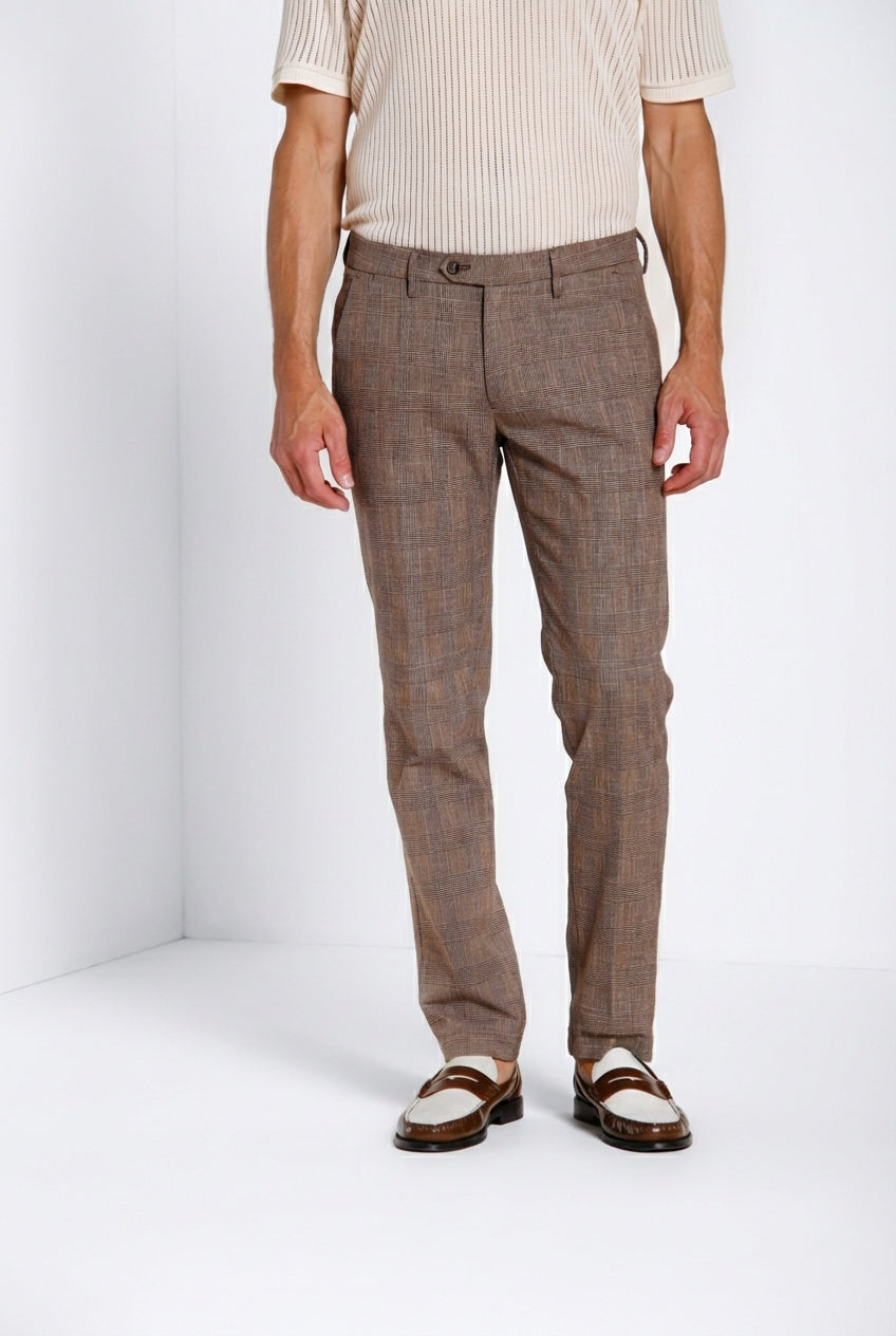 Torino City Hose Chino Herren Glencheck-Muster slim fit