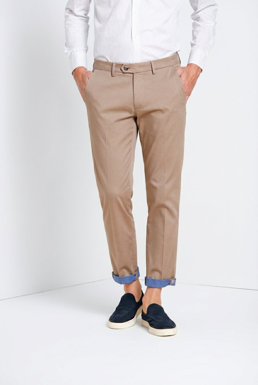 Torino City Travel pantalone chino uomo in raso tecnico stretch slim fit