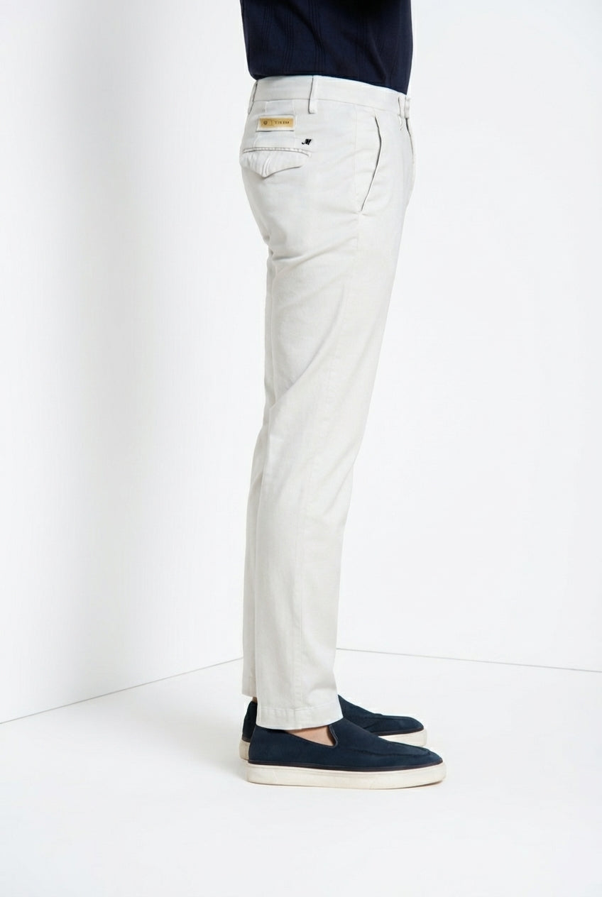 Torino City pantalone chino uomo in raso di cotone e seta slim fit