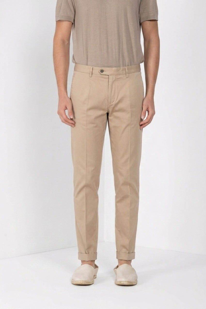 Torino City Hose Chino Herren aus Satin von Baumwolle und Seide slim fit