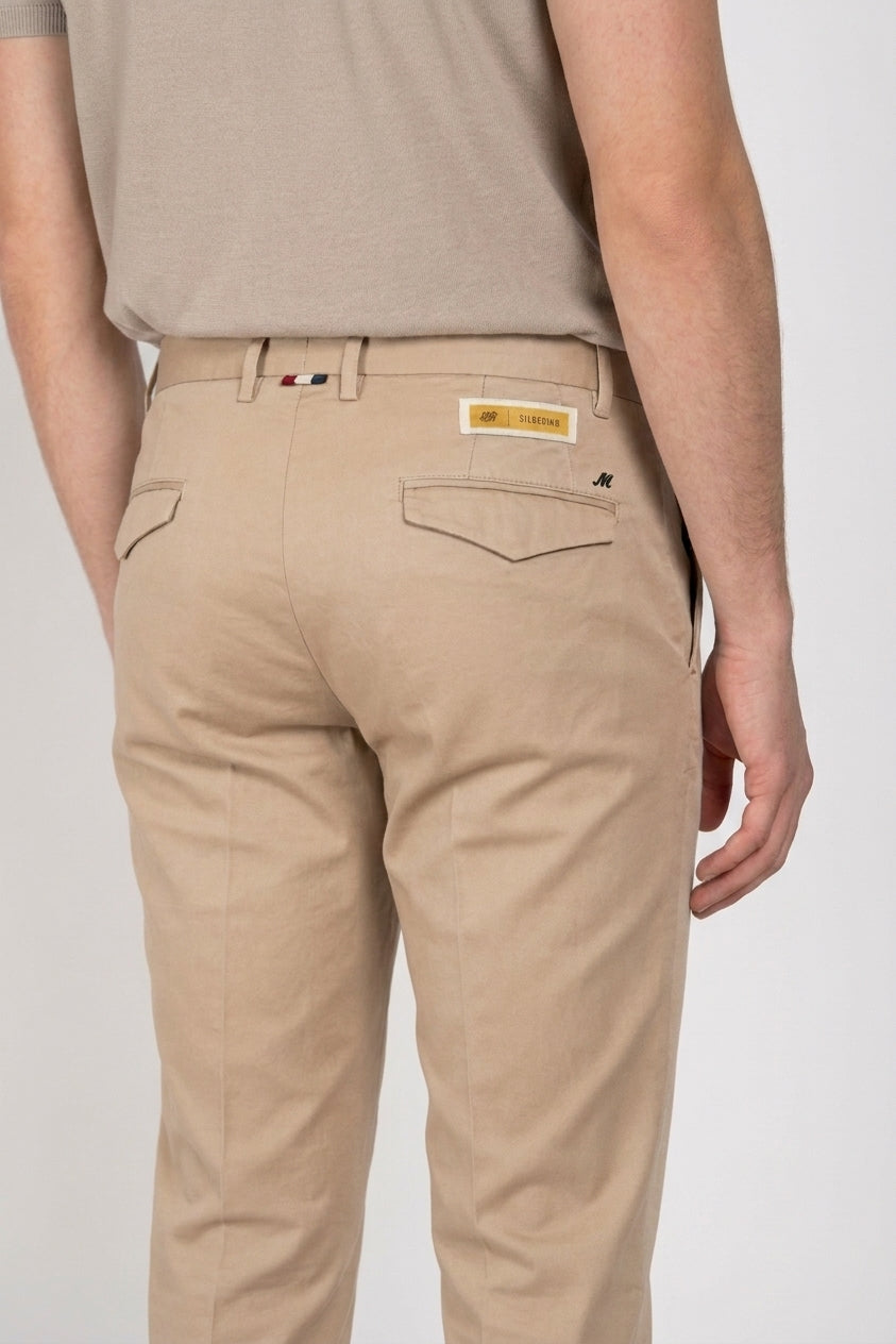 Torino City Hose Chino Herren aus Satin von Baumwolle und Seide slim fit