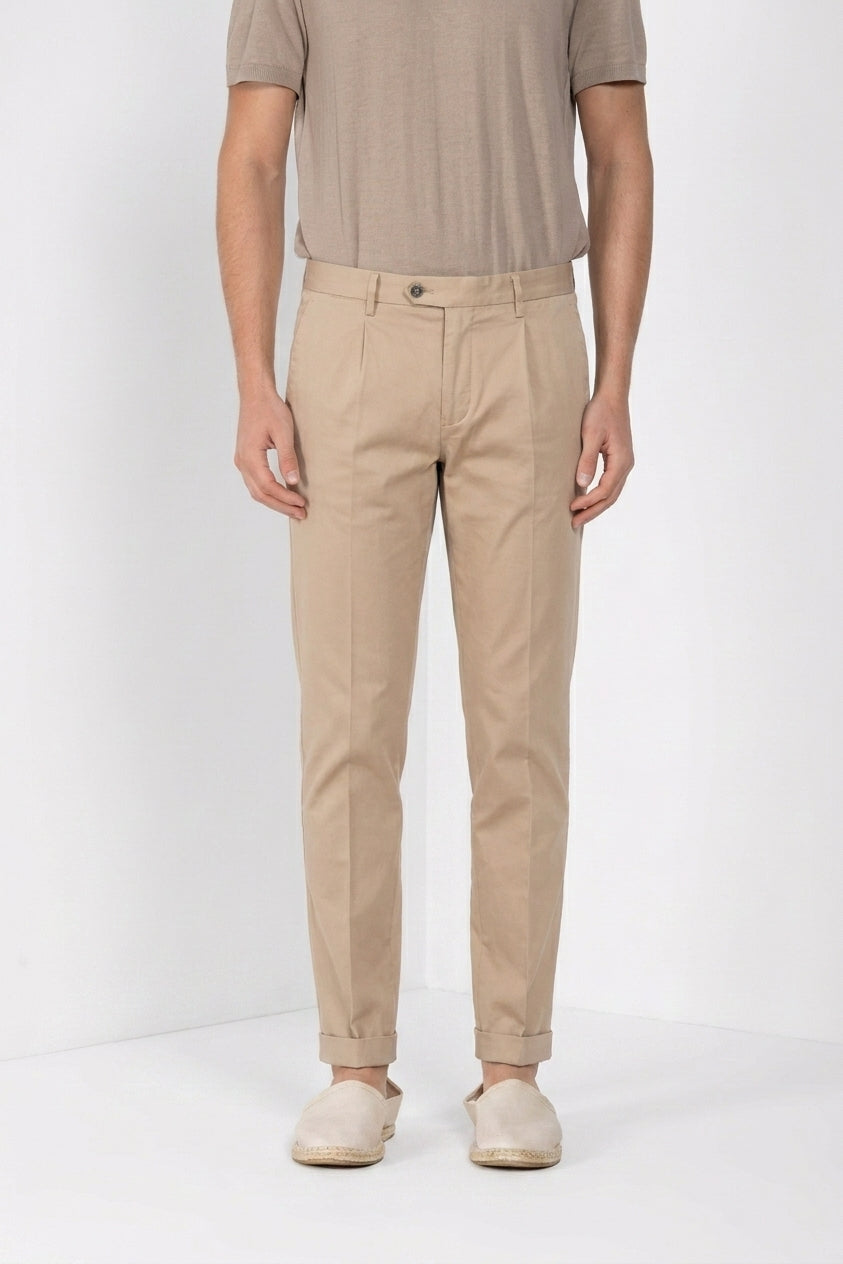 Torino City Hose Chino Herren aus Satin von Baumwolle und Seide slim fit