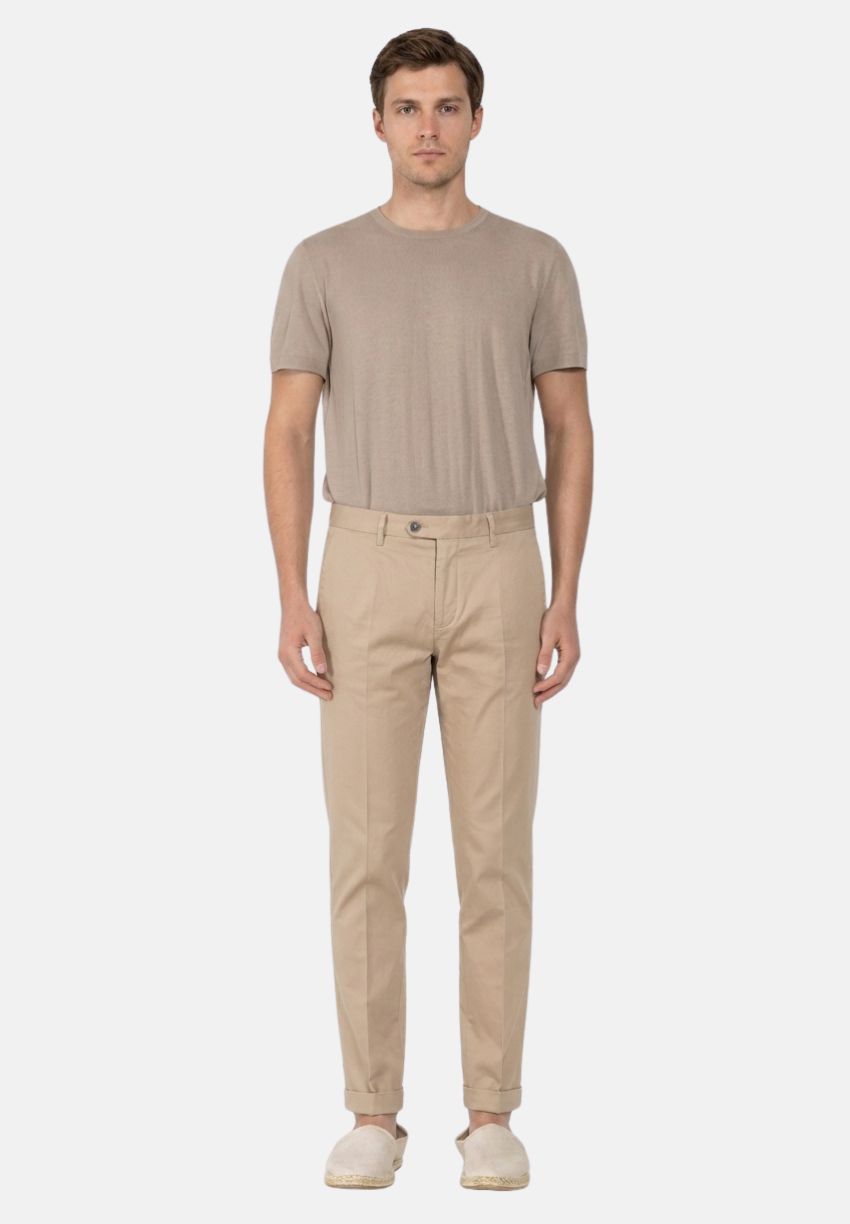 Torino City Hose Chino Herren aus Satin von Baumwolle und Seide slim fit