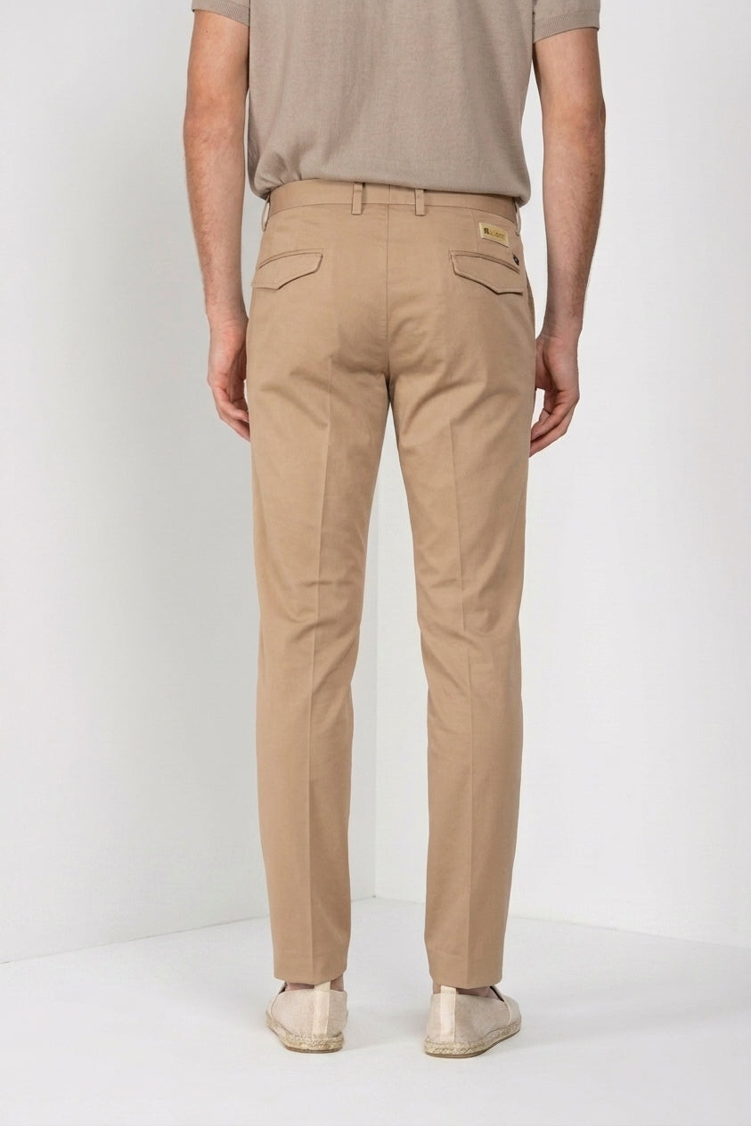 Torino City Hose Chino Herren aus Satin von Baumwolle und Seide slim fit