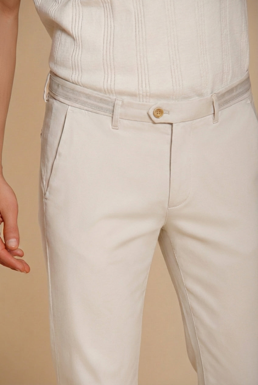 Torino City pantalone chino uomo in tricotina fine di cotone e lyocell slim fit