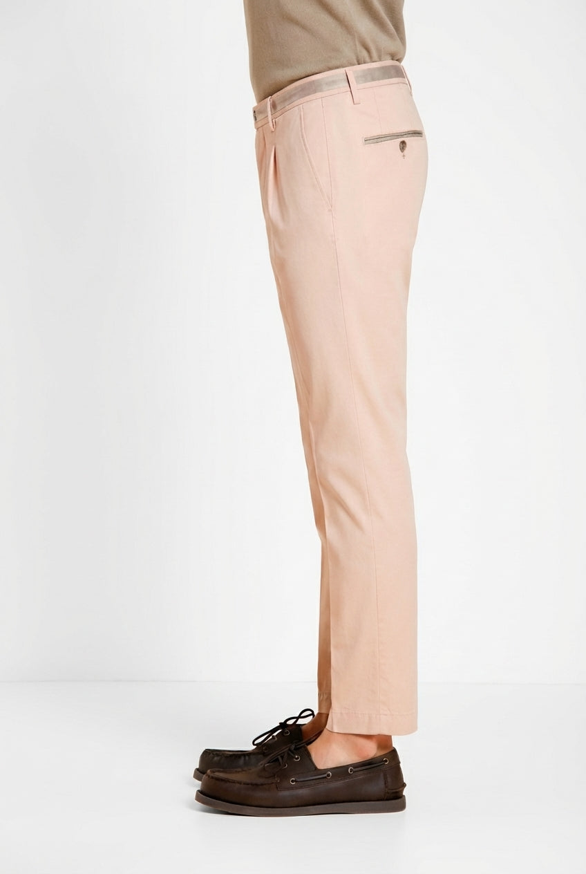 Torino 1 Pinces pantalone chino uomo in gabardina stretch slim fit