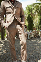 Boston pantalone chino uomo in denim trama diagonale relaxed fit