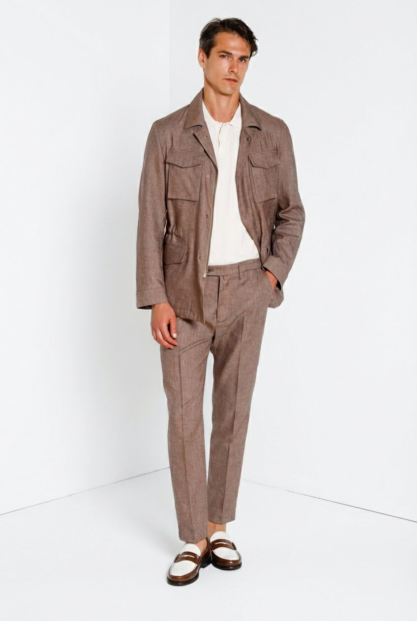 Boston pantalone chino uomo in denim trama diagonale relaxed fit