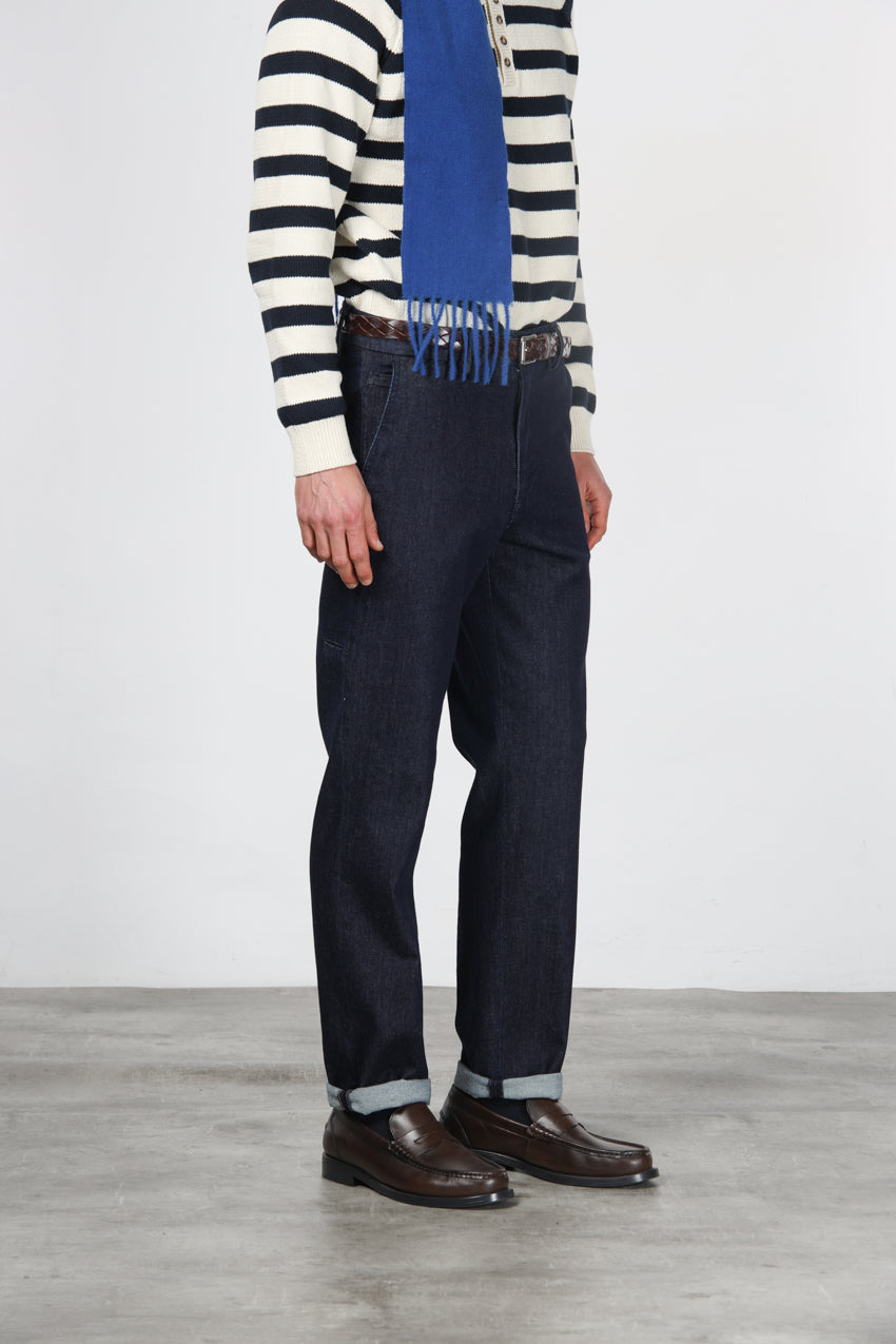 Madison pantalone chino uomo in tecno denim stretch carrot fit