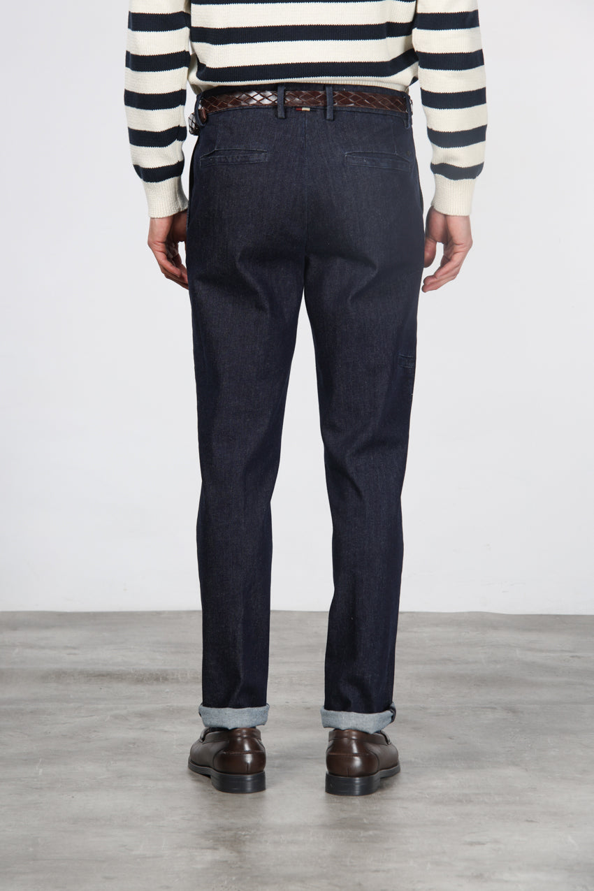 Madison pantalone chino uomo in tecno denim stretch carrot fit