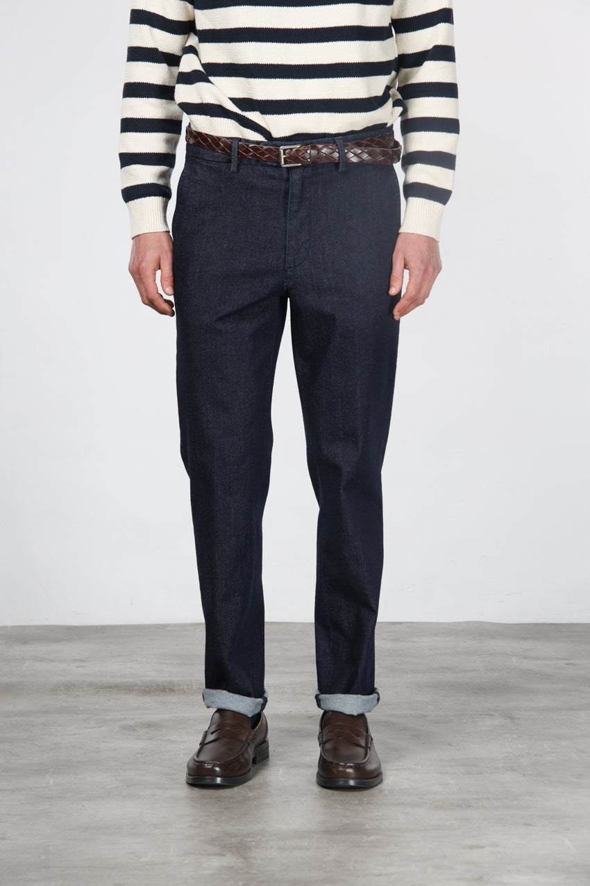 Madison pantalone chino uomo in tecno denim stretch carrot fit