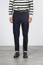 Madison pantalone chino uomo in tecno denim stretch carrot fit
