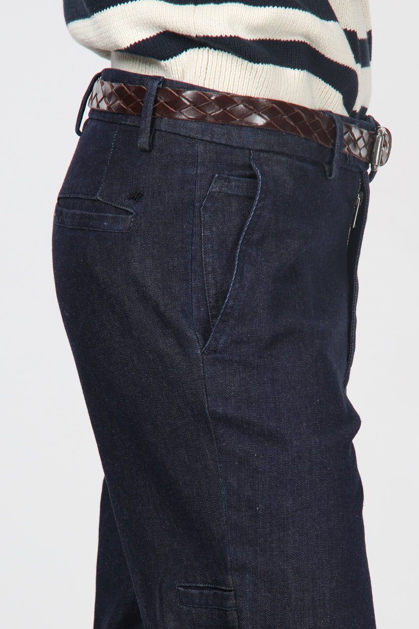 Madison pantalone chino uomo in tecno denim stretch carrot fit