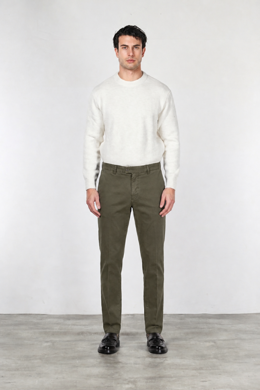 Madison pantalone chino uomo in bull stretch carrot fit
