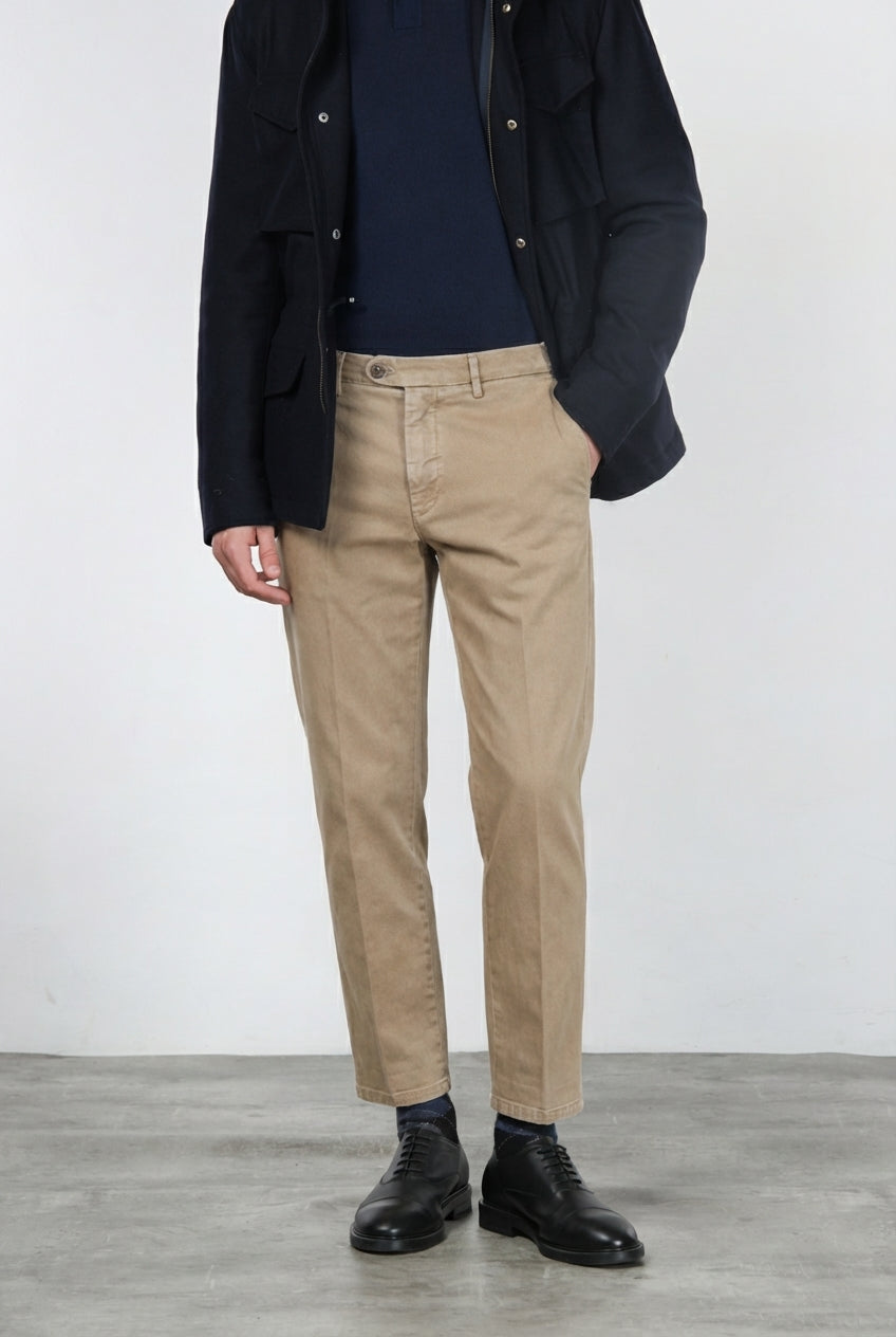 Garden pantalone chino uomo in bull stretch carrot fit