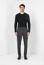 Paris pantalone chino uomo gessato in jersey flanella carrot fit