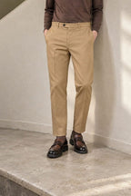 Paris pantalone chino uomo in tricotina stretch carrot fit ①