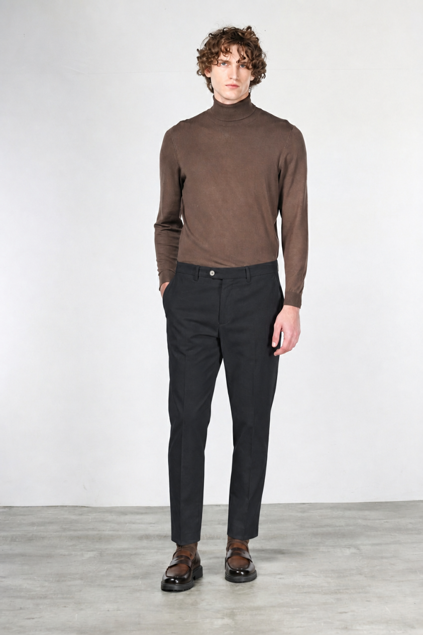 Paris pantalone chino uomo in tricotina stretch carrot fit