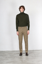 Paris pantalone chino uomo in gabardina cotone e lana carrot fit