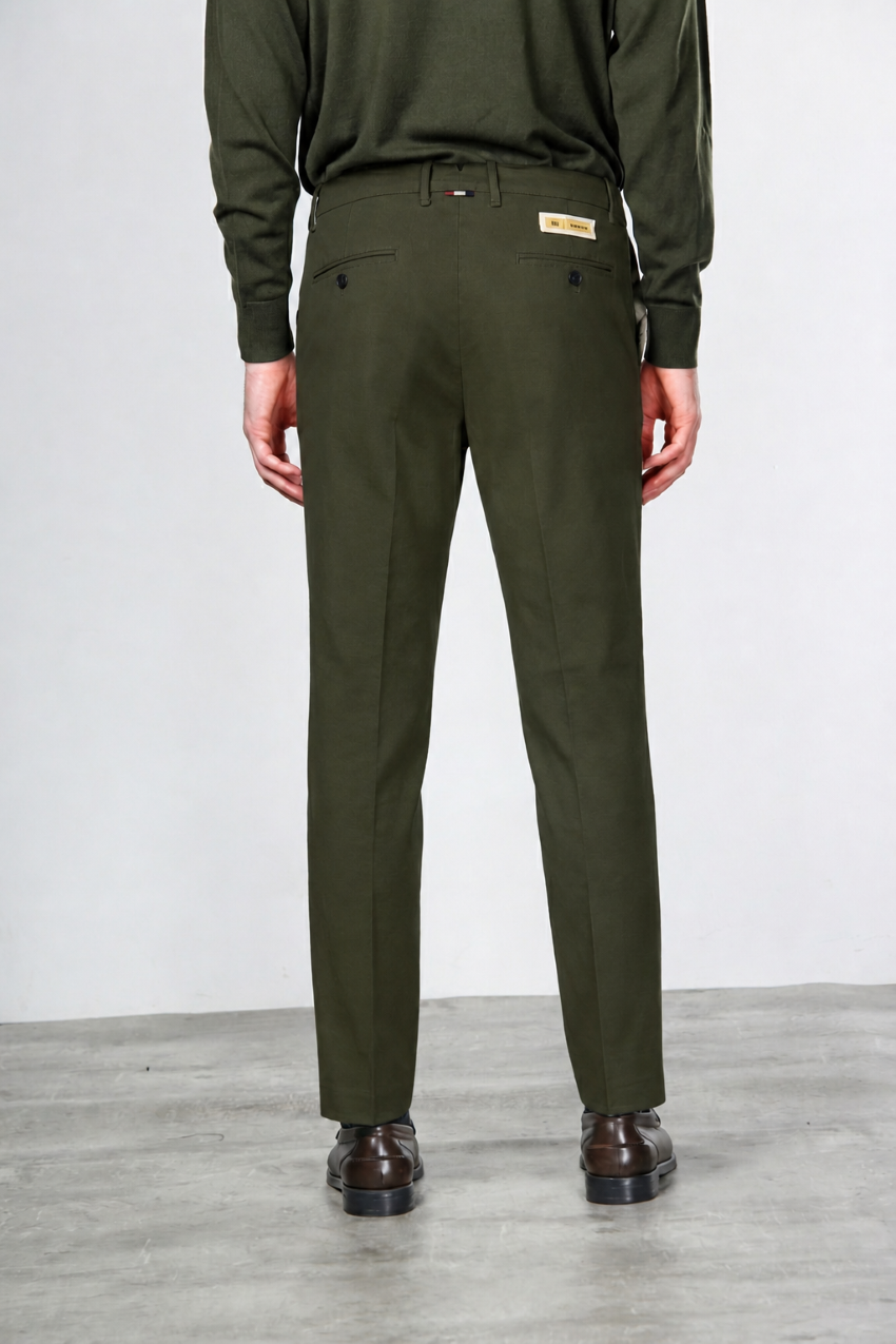 Paris pantalone chino uomo in gabardina cotone e lana carrot fit