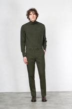 Paris pantalone chino uomo in gabardina cotone e lana carrot fit