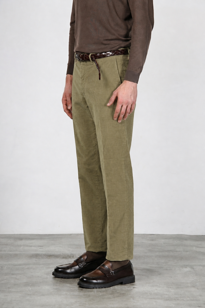 Paris pantalone chino uomo in velluto 1000 righe stretch carrot fit ①