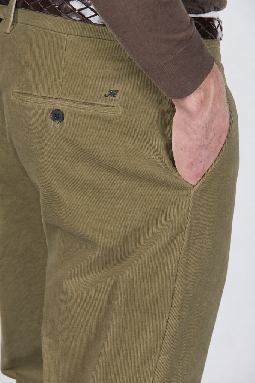 Paris pantalone chino uomo in velluto 1000 righe stretch carrot fit ①