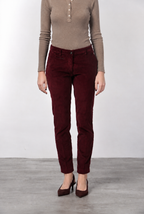 New York Slim pantalone chino donna in velluto a costa grande slim fit ①