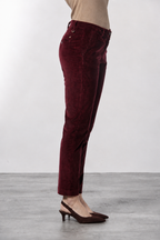 New York Slim pantalone chino donna in velluto a costa grande slim fit ①