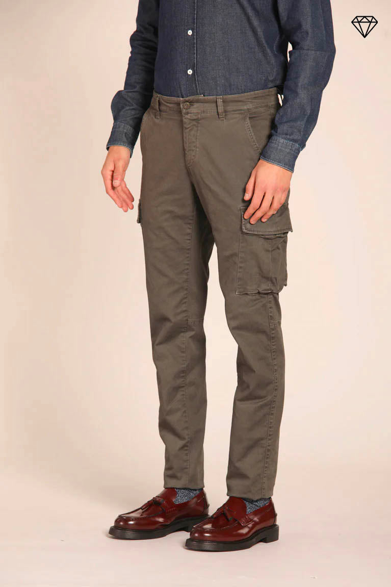 Chile pantalone cargo uomo in gabardina extra slim fit ①