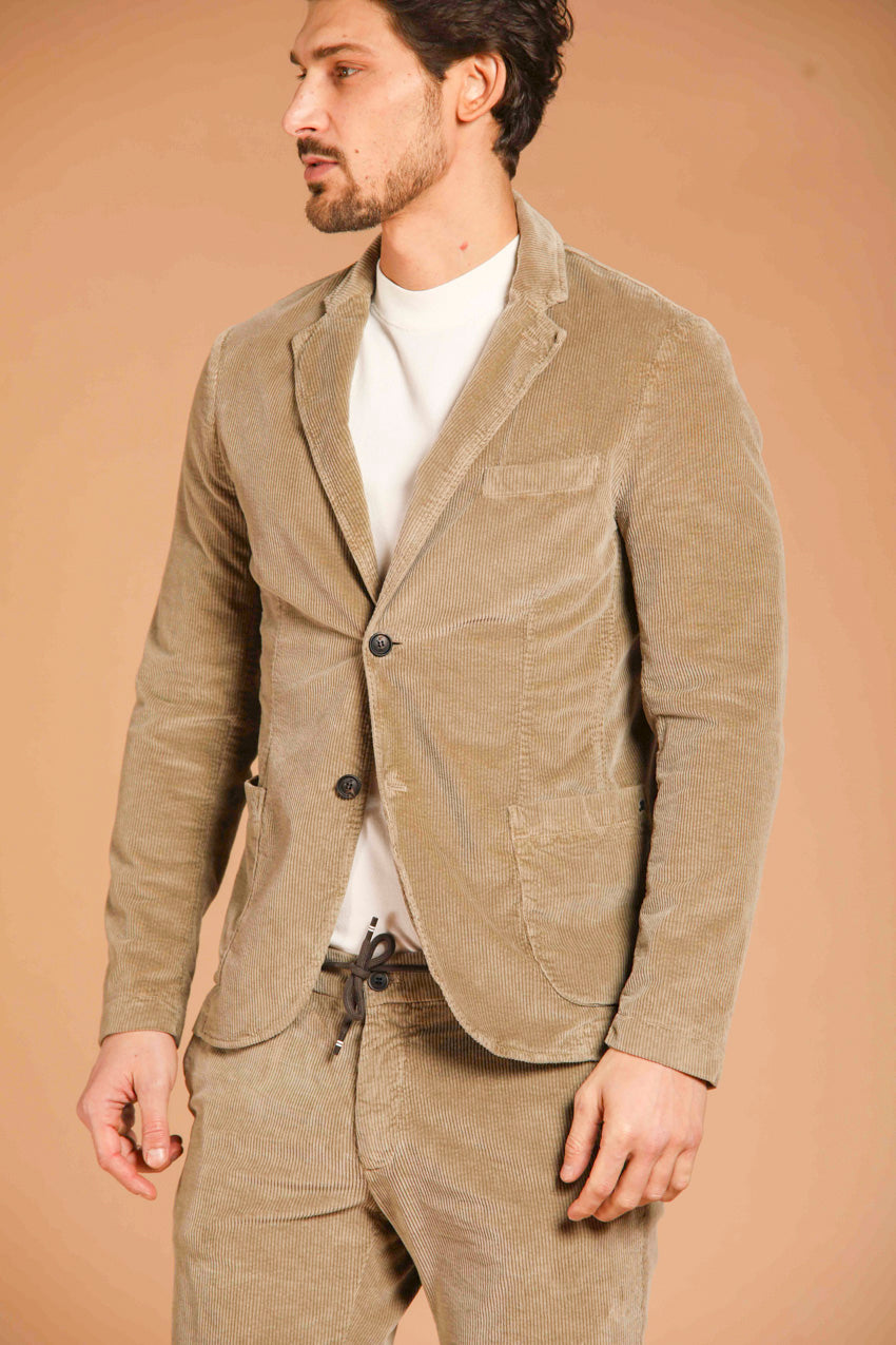 immagine 1 di blazer uomo modello Da Vinci in velluto, color kaki fit regular di Mason's