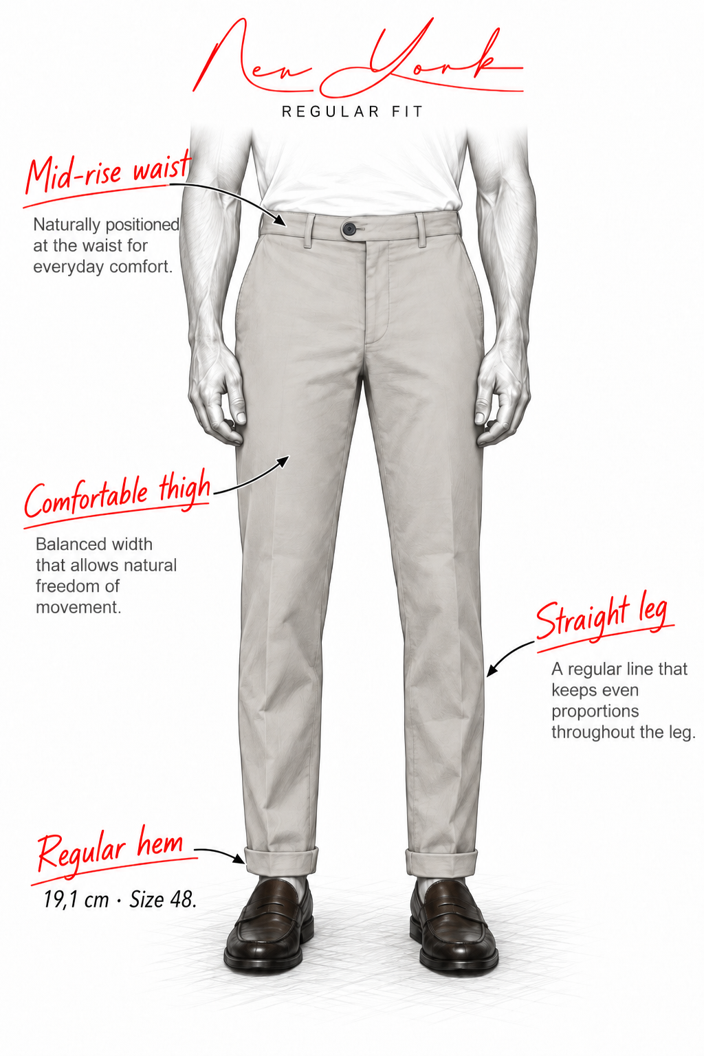 New York Chinohose für Herren mit Hahnentritt-Muster, fadengefärbt und regular fit
