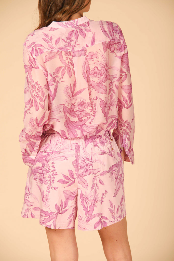 Bild 4 von Damen-Chino-Bermudas, Modell New York Cozy, Farbe Flieder mit floralem Muster, Regular Fit.